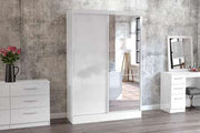 Lynx 2 Door Sliding Wardrobe With Mirror White