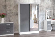 Lynx 2 Door Sliding Wardrobe With Mirror White & Grey
