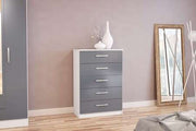 Lynx 5 Drawer Chest White & Grey