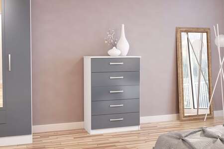 Lynx 5 Drawer Chest White & Grey