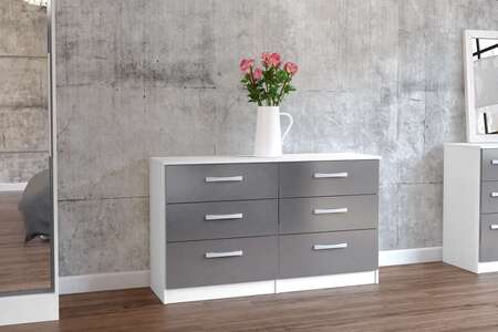 Lynx 6 Drawer Chest White & Grey