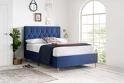Linen Small Double Bed Blue
