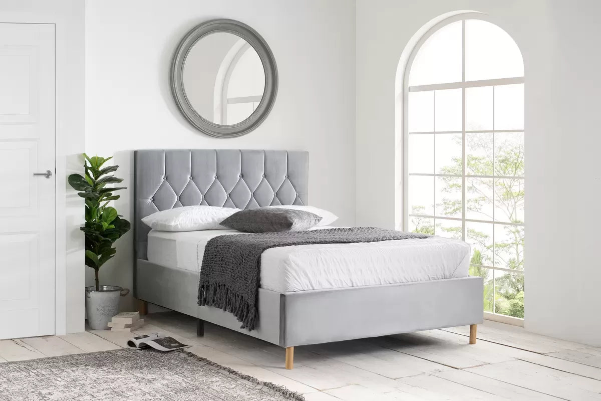 Linen Small Double Bed Grey