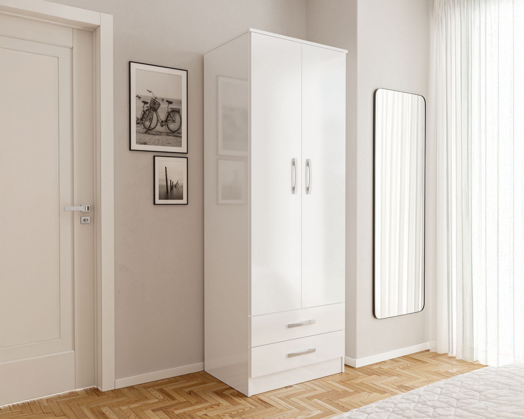 Lowther 2 Door Combi Wardrobe White