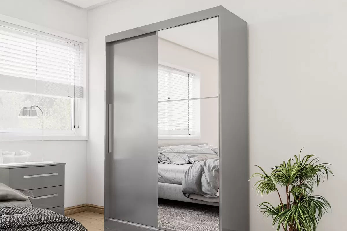 Lowther 2 Door Sliding Wardrobe With Mirror Grey