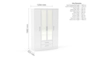 Lowther 4 Door 2 Drawer Wardrobe With Mirror White