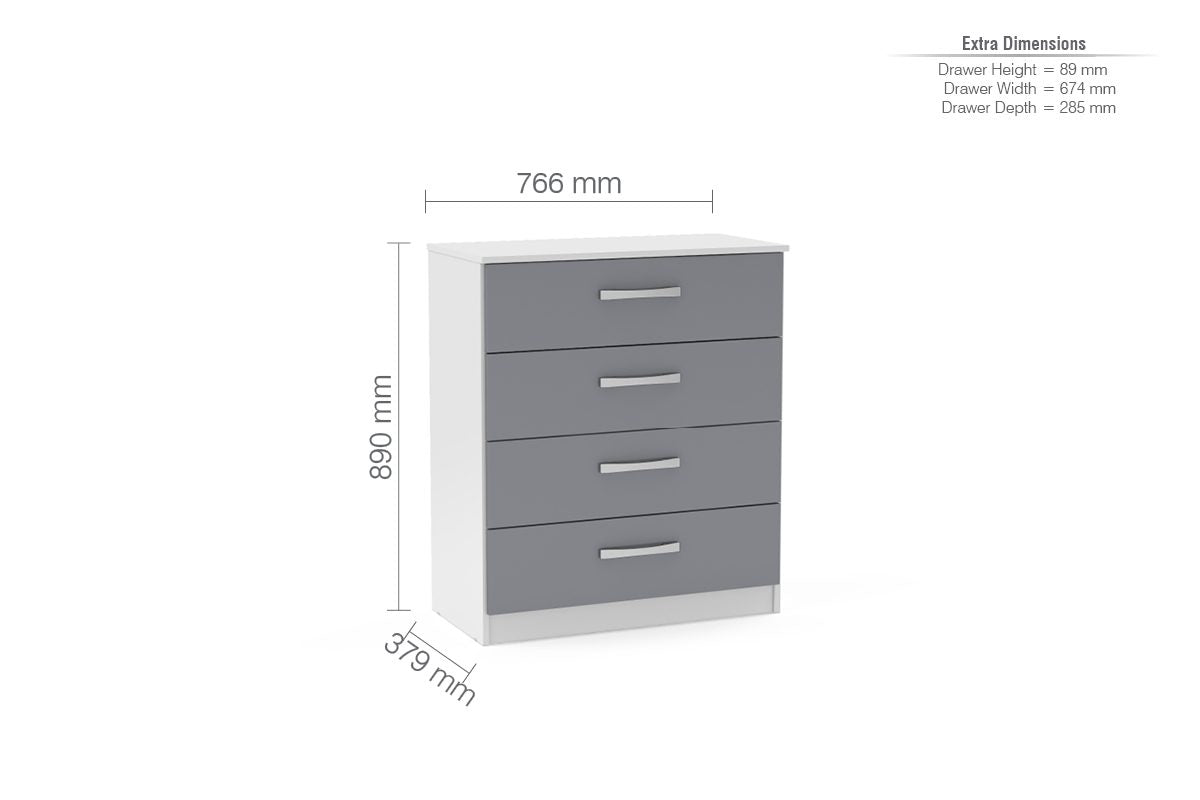 Lowther 4 Drawer Chest White & Grey