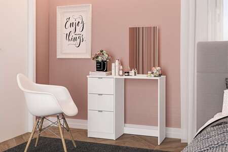 Madison 3 Drawer Dressing Table & Mirror White