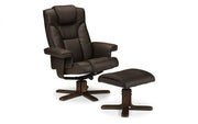 Swivel Recliner & Stool Brown
