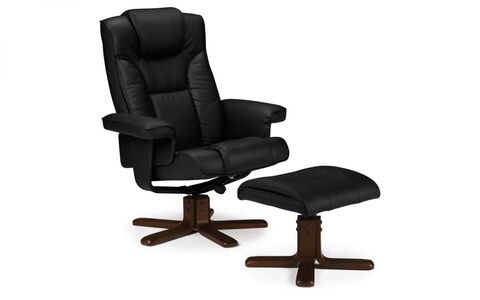 Swivel Recliner & Stool Black