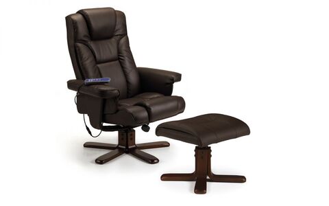 Massage Recliner & Stool Brown