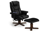 Massage Recliner & Stool Black