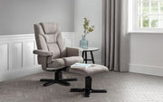 Swivel Recliner & Stool - Grey