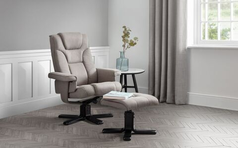 Swivel Recliner & Stool - Grey