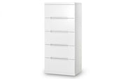 Manhattan 5 Drawer Narrow Chest - White