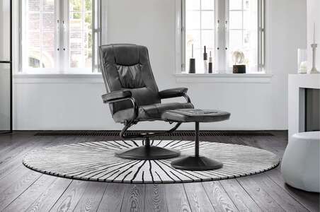Memphis Swivel Chair & Footstool Black