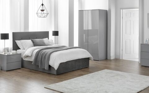 Monaco 2 Door 1 Drw Wardrobe - Grey Gloss