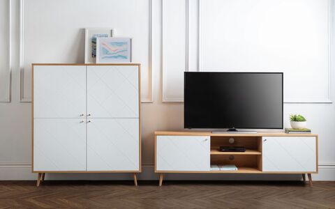 Moritz 4 Door Cabinet - Oak & White