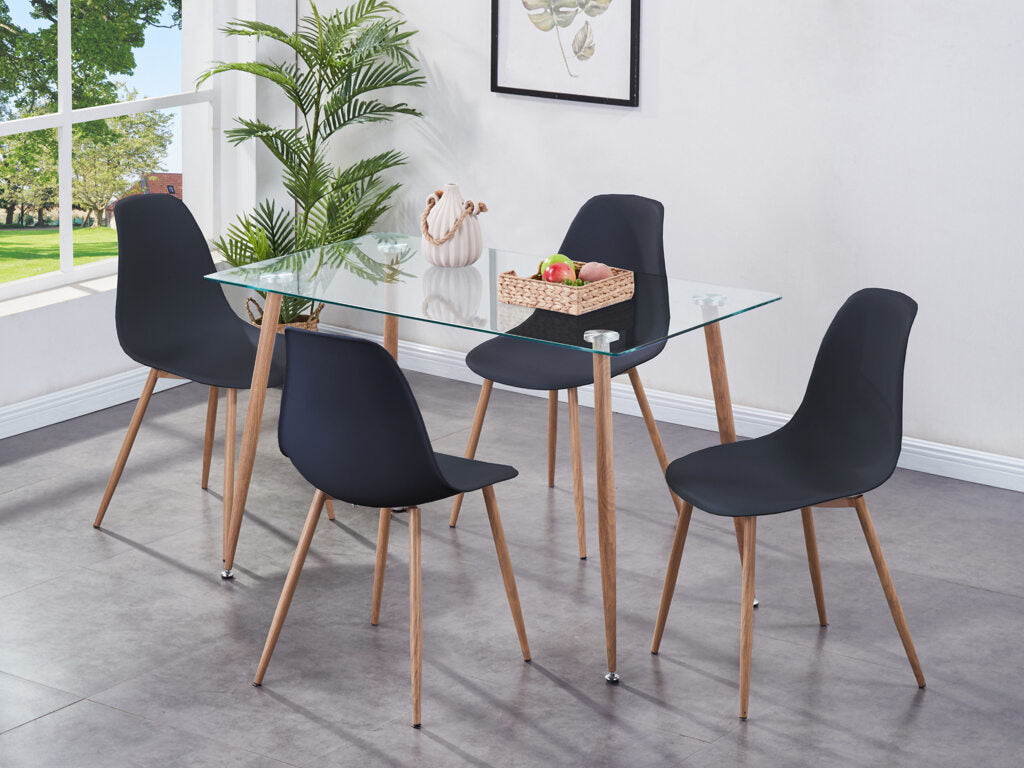 Milana Dining Set Black Kd (4 Chairs)