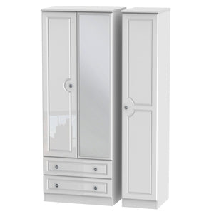 PEM142 Tall Triple 2 Drawer Mirror Robe