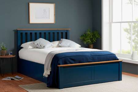 Phoenix King Ottoman Bed Navy Blue