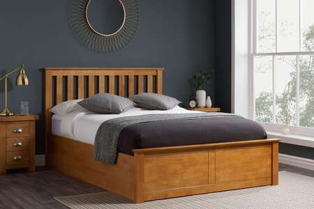 Phoenix Small Double Ottoman Bed Oak