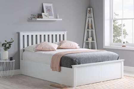 Phoenix Small Double Ottoman Bed White