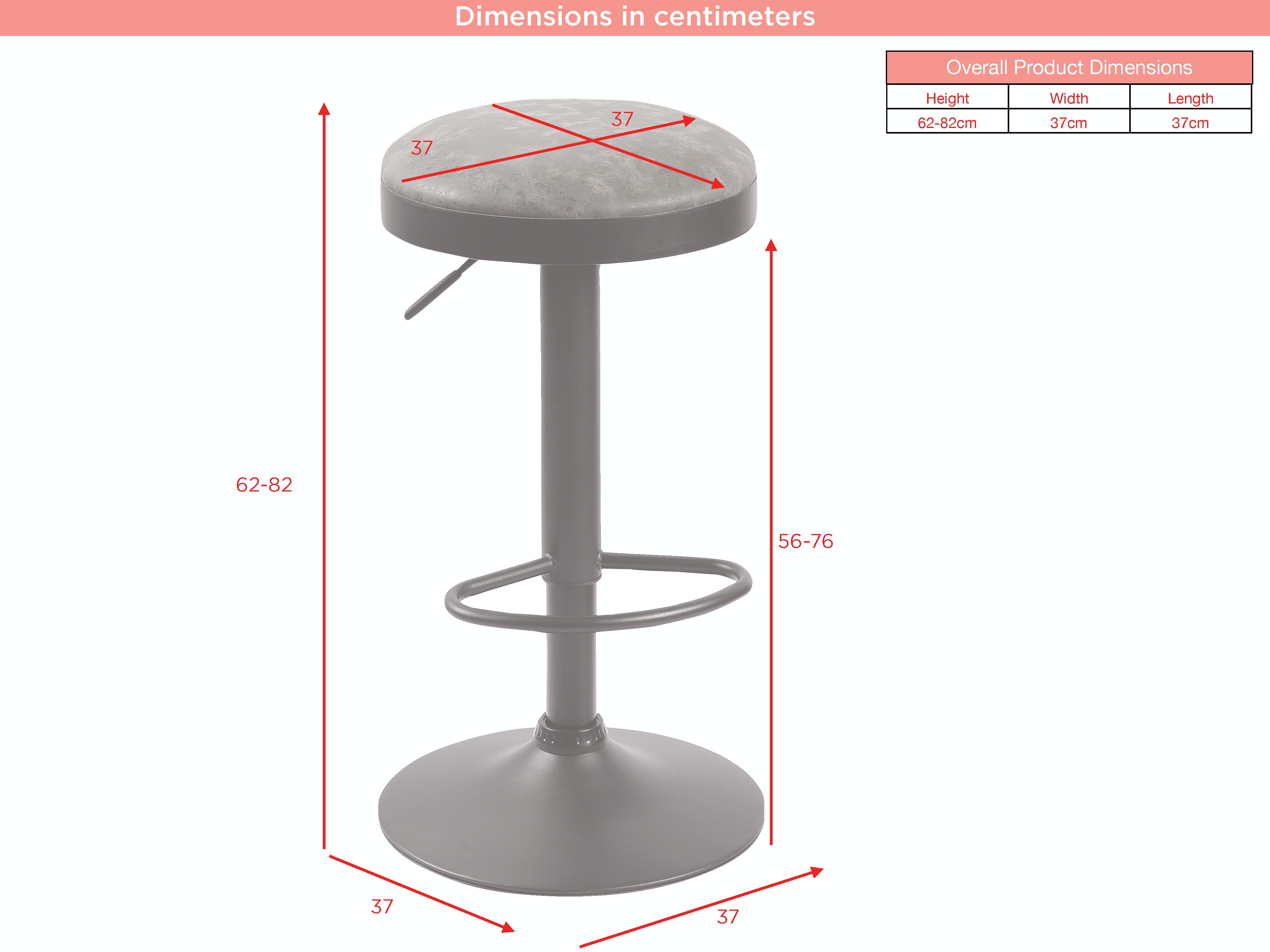 Remi Bar Stool Grey Kd (Sold In Two'S)