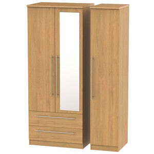 SHE132 Triple 2 Drawer Mirror Robe