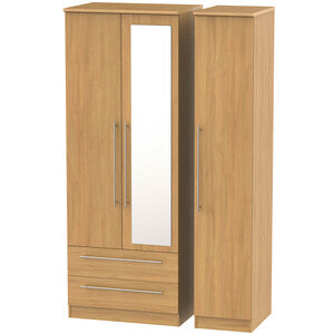 SHE142 Tall Triple 2 Drawer Mirror Robe