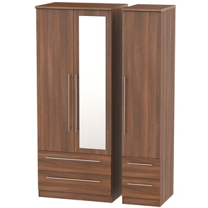 SHE152 Triple 2 Drawer Mirror + Drawer Robe