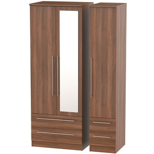 SHE162 Tall Triple 2 Drawer Mirror + Drawer Robe