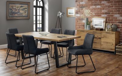 Soho Dining Chair - Antique Black Faux Leather & Thin Frame