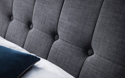 Sorrento High Headboard Bed 135Cm - Slate Linen