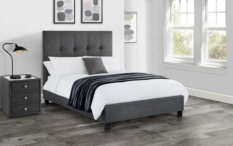 Sorrento High Headboard Bed 150Cm - Slate Linen