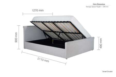 St Lucia Small Double Ottoman Bed Grey