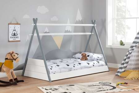 Teepee Single Bed White & Grey