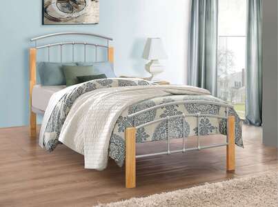 Tetras Single Bed Beech & Silver