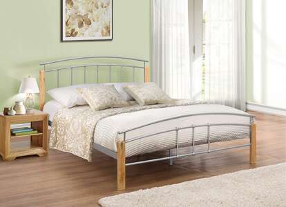 Tetras Small Double Bed Beech & Silver