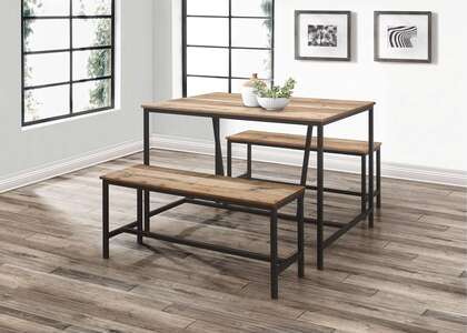 Urban Dining Table & Bench Set Brown
