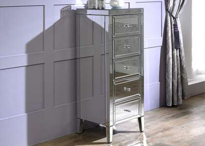 Valencia 5 Drawer Narrow Chest White