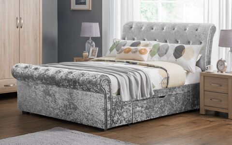 Verona 2 Drawer Storage Bed Silver Crush 150Cm