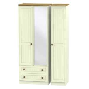 WAR142 Tall Triple 2 Drawer Mirror Robe