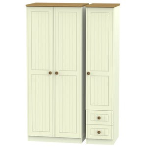 WAR150 Triple Plain + Drawer Robe