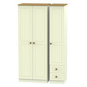 WAR160 Tall Triple Plain + Drawer Robe