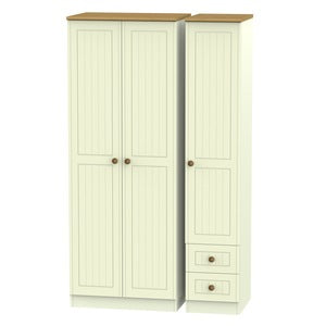 WAR160 Tall Triple Plain + Drawer Robe