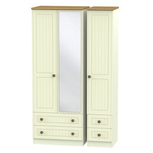 WAR162 Tall Triple 2 Drawer Mirror + Drawer Robe