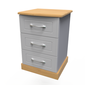 WHI001 3 Drawer Bedside Cabinet