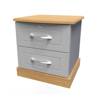 WHI007 2 Drawer Bedside Cabinet - With Lock