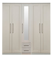 YOR191 Tall 5 Door 2 Drawer Centre Mirror Robe